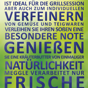 Typografie Meggle Kräuterbutter